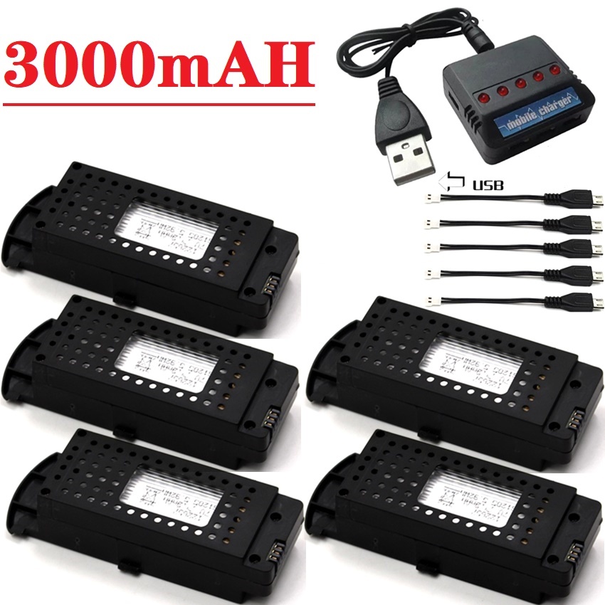 Drone Battery Li-Ion - Batterie pour drones Q6, 3.7V, 3000mAh,