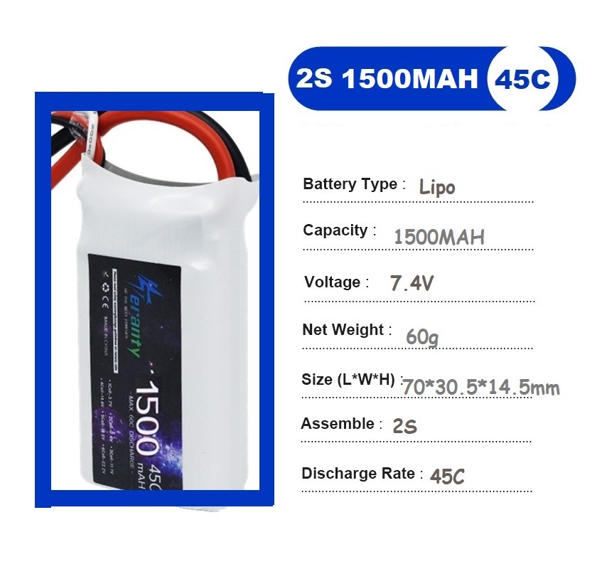 2 pièces 7.4V Lipo 2S batterie - Drone Battery Lipo avis et prix