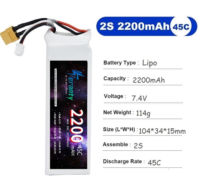 2 pièces 7.4V Lipo 2S batterie - Drone Battery Lipo avis et prix