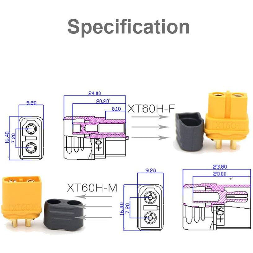5 paires de connecteurs XT60H  - Drone Battery Connector avis et prix
